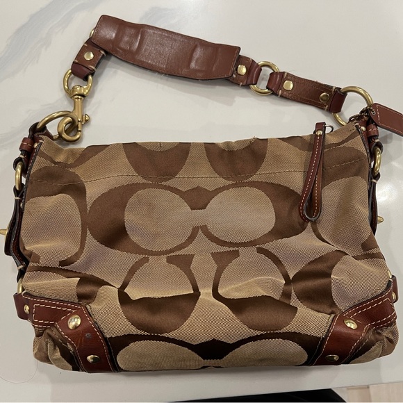 Coach Monogram W Brown Leather Accent Vintage - Picture 4 of 11